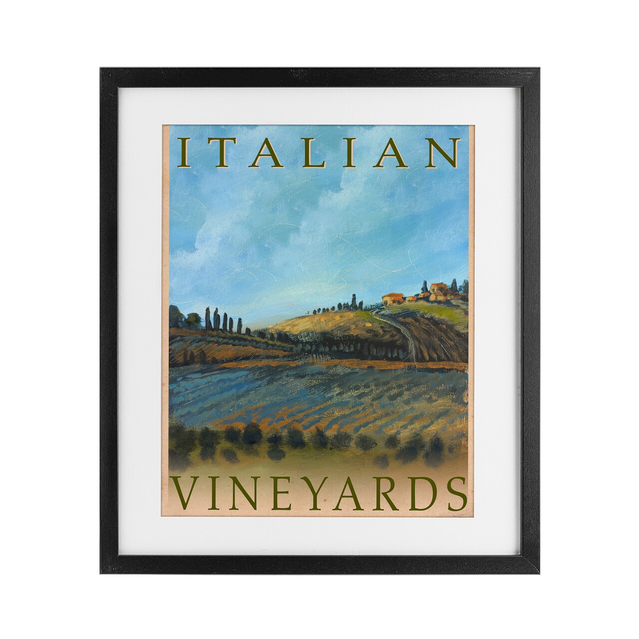 Stupell Industries Italian Vineyards Vintage Poster Framed Print Under Glass, design by Kingsley